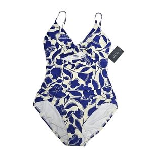 KATE SPADE Zigzag Floral V-neck One-piece Swimsuit Large